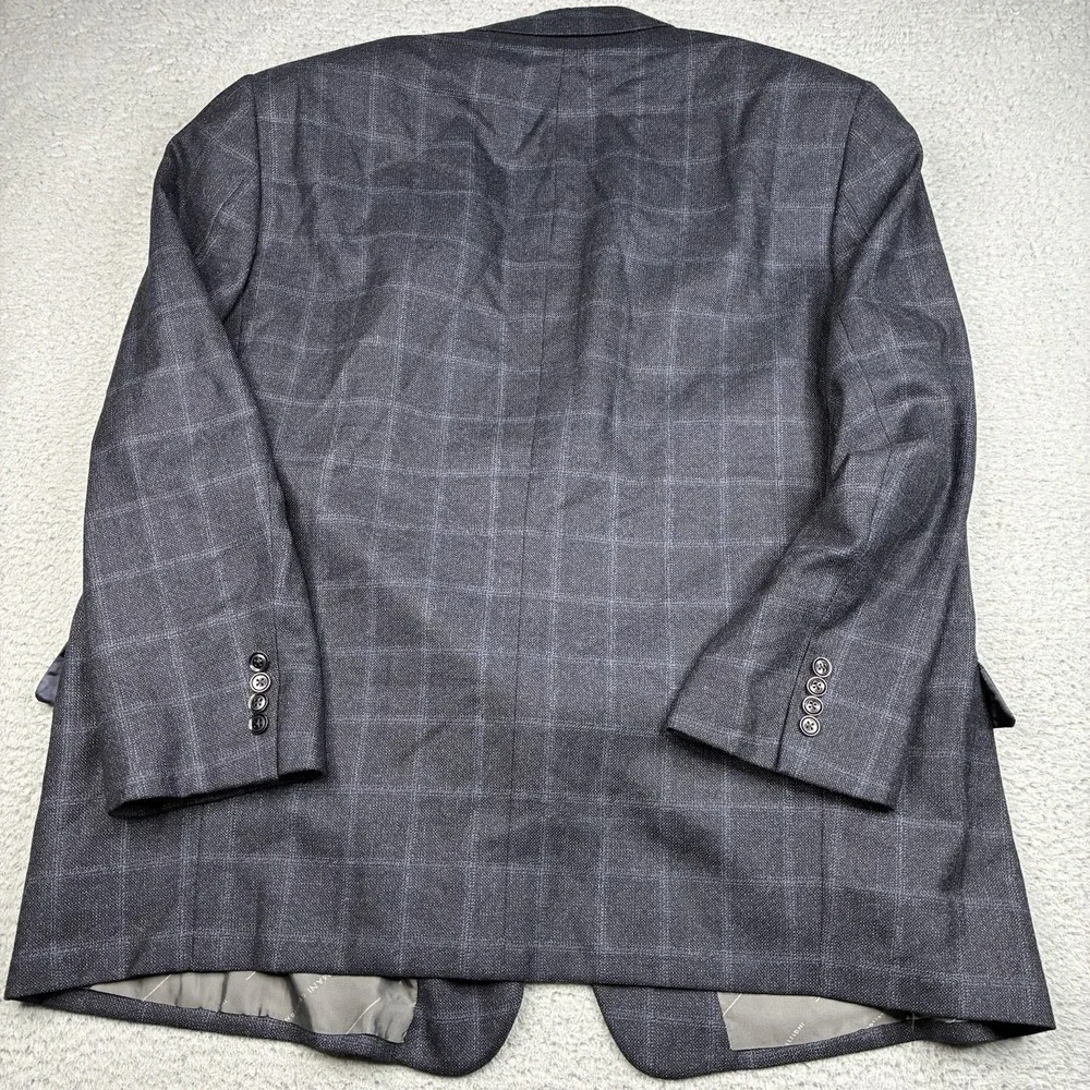 Armani Collezioni Su Misura Sport Coat 50R IT Gray Blue Windowpane Wool Italy